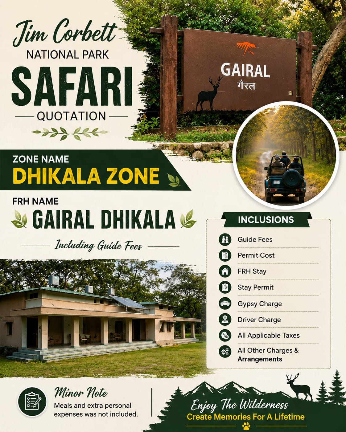 Dhikala forest lodge package